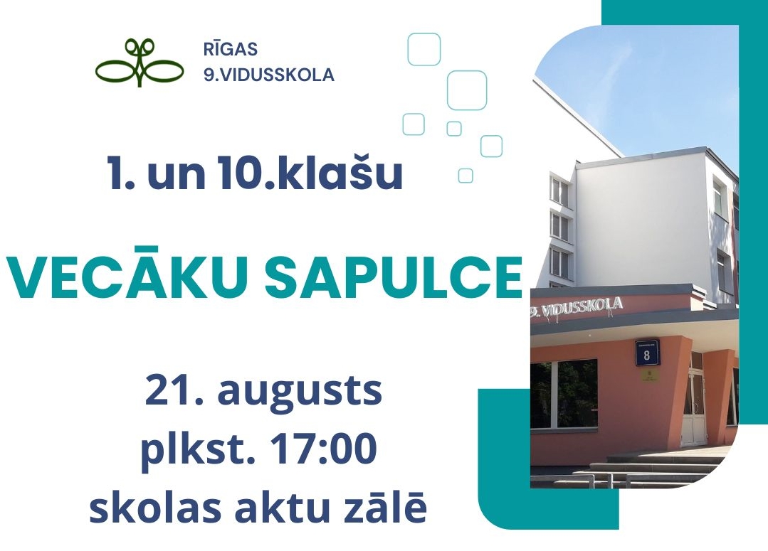 1. un 10. klašu vecāku sapulce 21.augusta plkst. 17:00