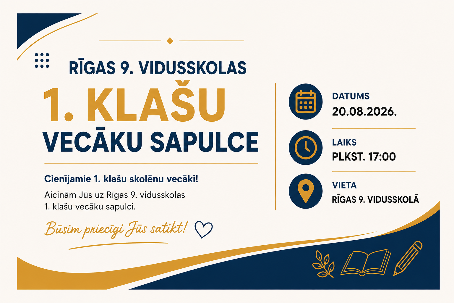 1. vecāku sapulce 20.08.2026. plkst. 17.00