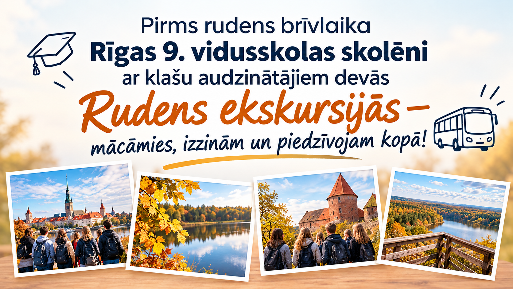 Rīgas 9.vidusskolas skolēni pirms rudens brīvlaika devās ekskursijās